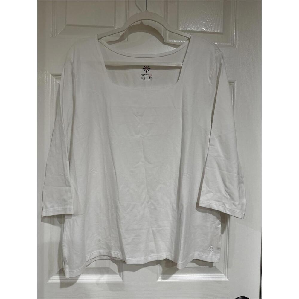 Isaac Mizrahi Live! Essentials Large Square Neck Cotton Modal Top Bright White